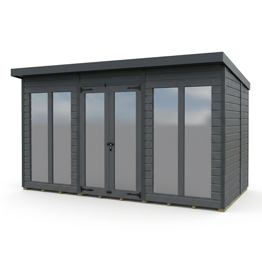12x8 Composite Pent Full Height Summer House