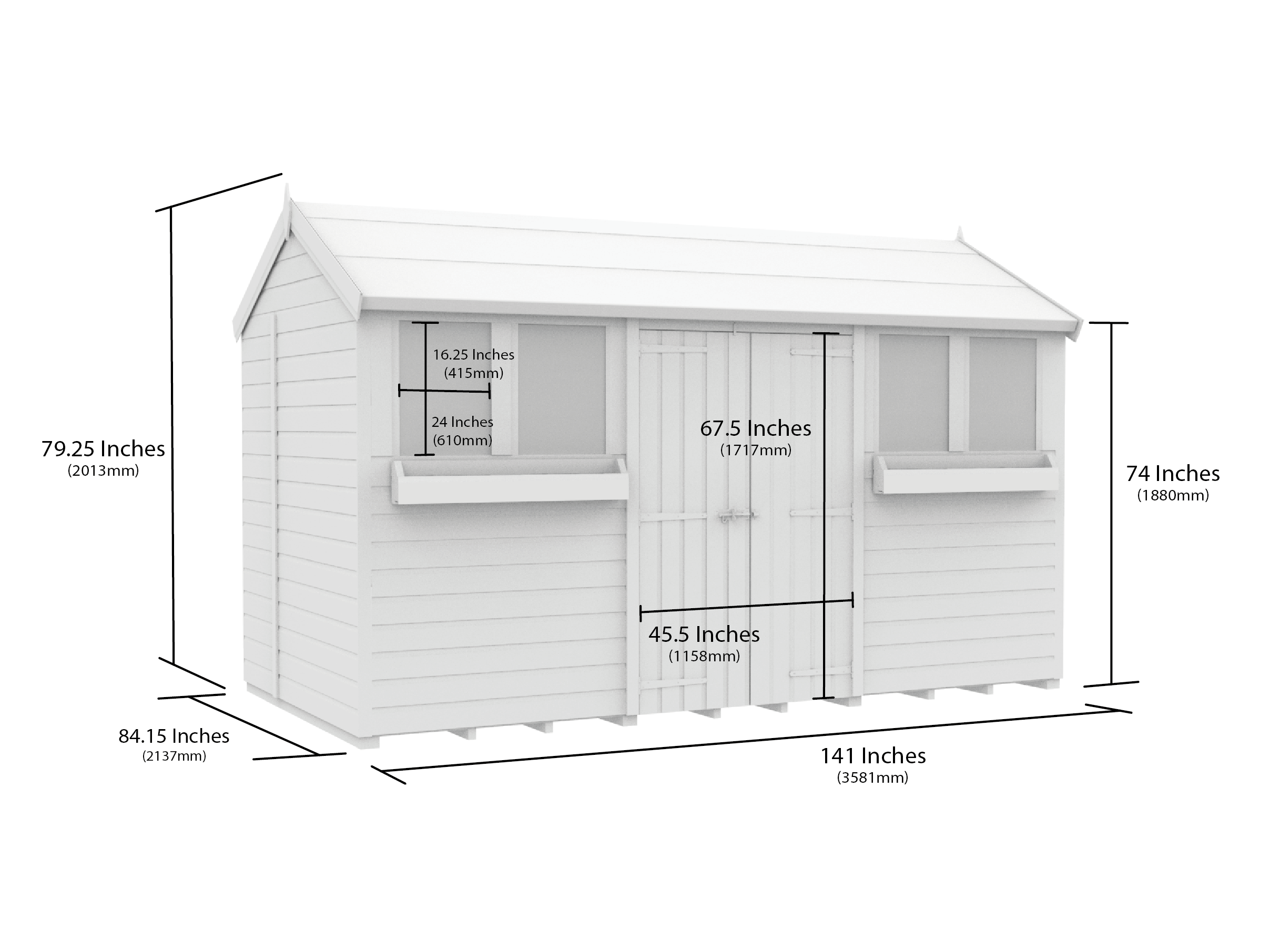 12 x 7 Apex Summer Shed