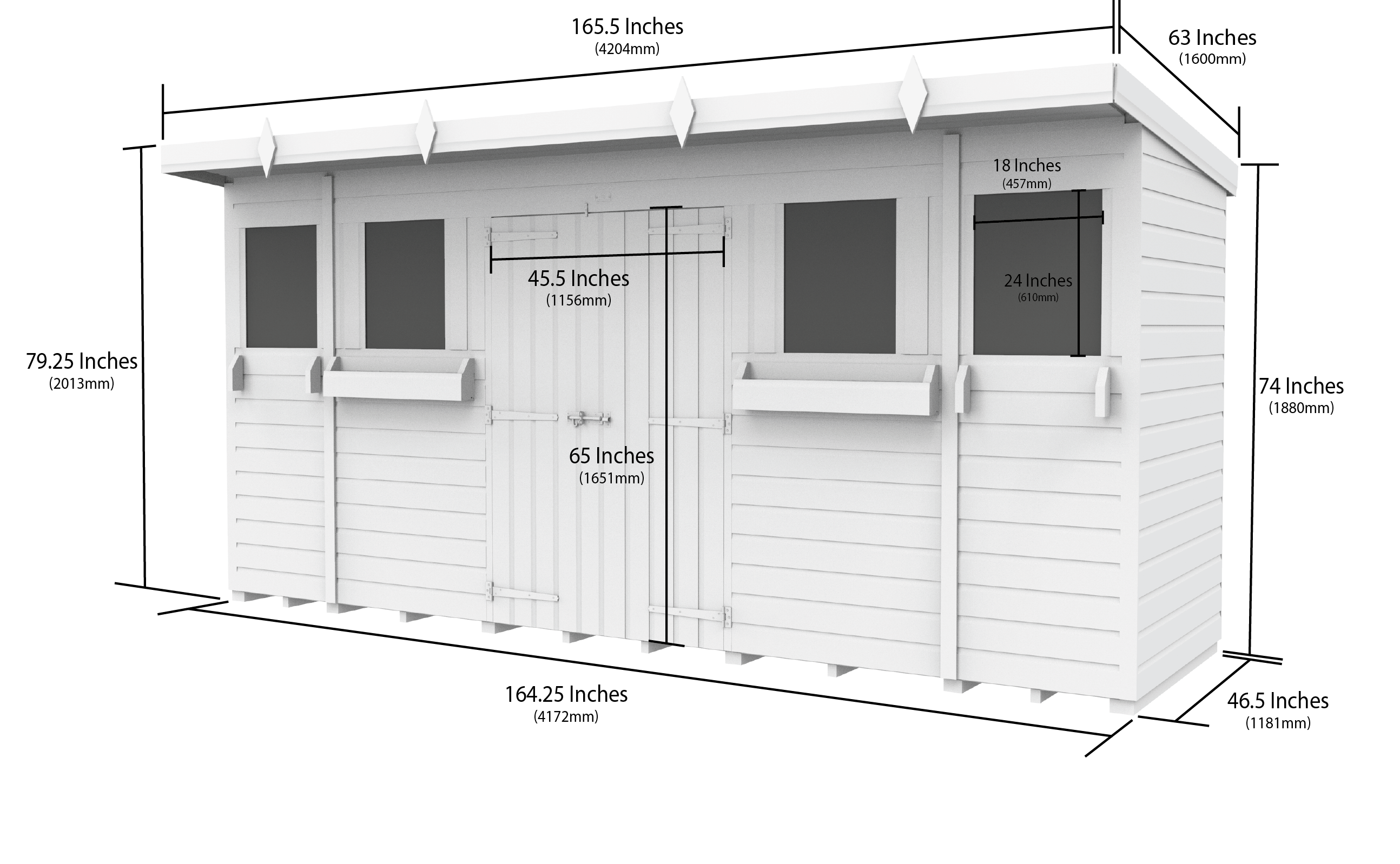 14 x 4 Pent Summer Shed