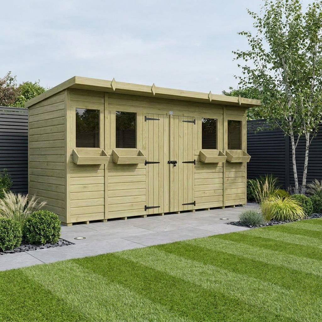 14 x 4 Pent Summer Shed