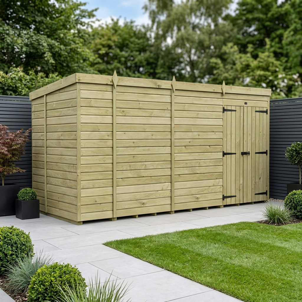 13 x 6 Pent Shed (Double Door, No Windows)
