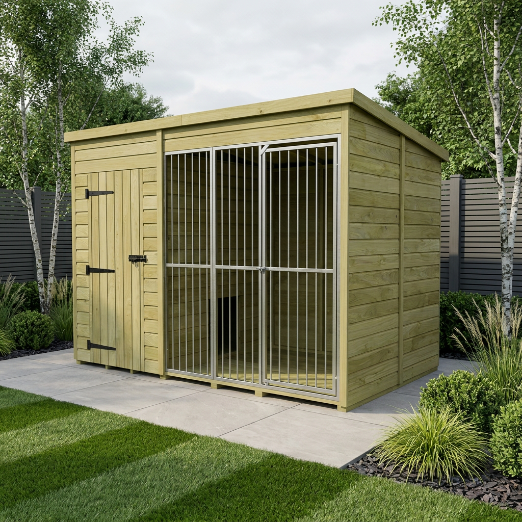 10 x 6 Dog Kennel And Run (Full Height With Bars)