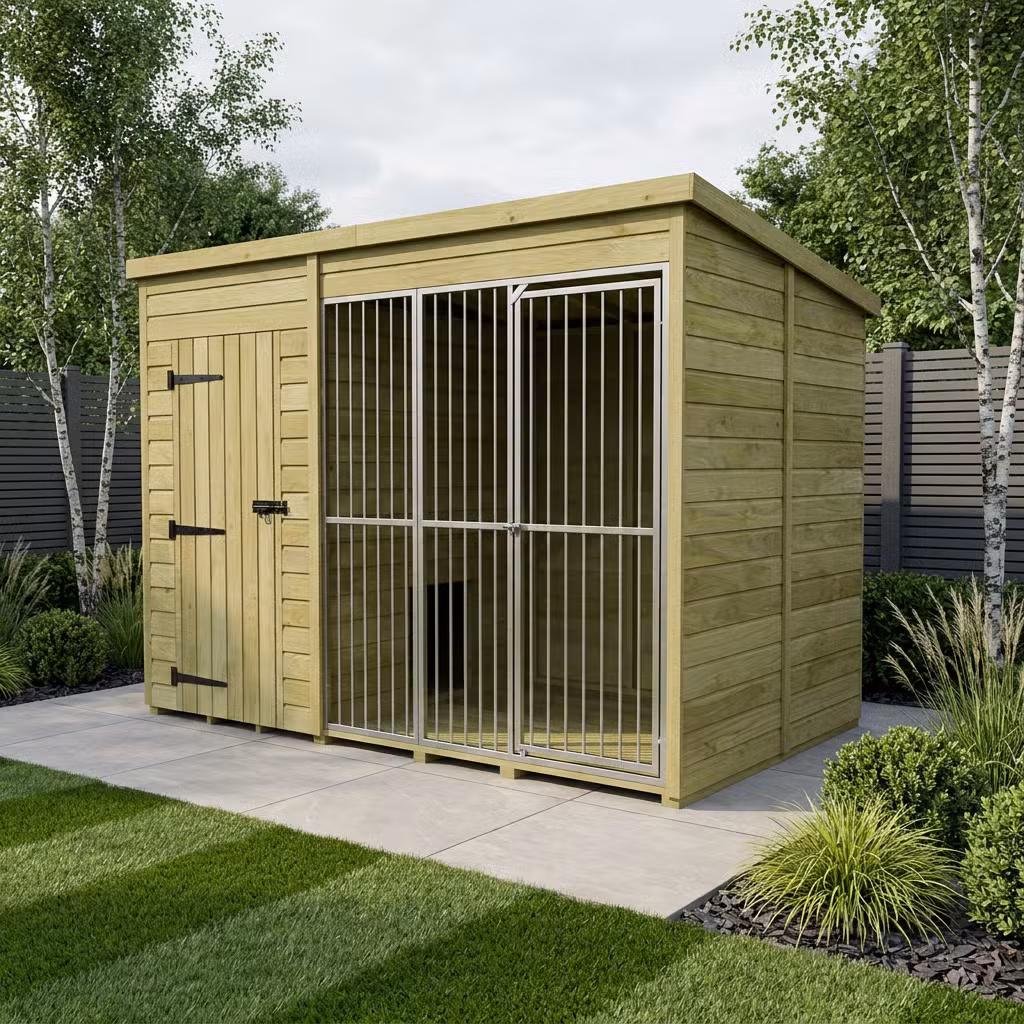 10 x 6 Dog Kennel And Run (Full Height With Bars)