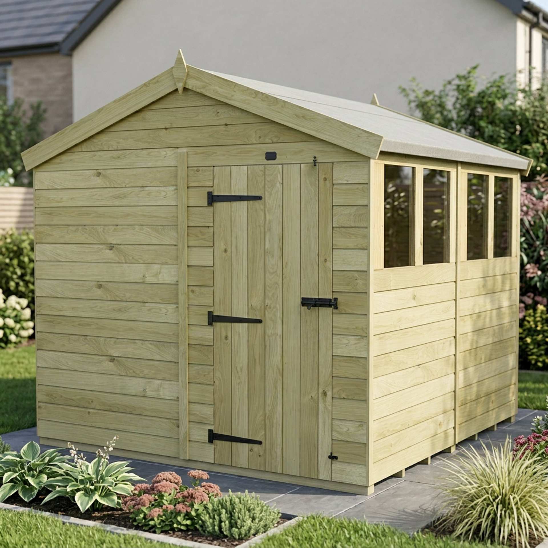 8 x 8 Apex Shed (Single Door, With Windows)