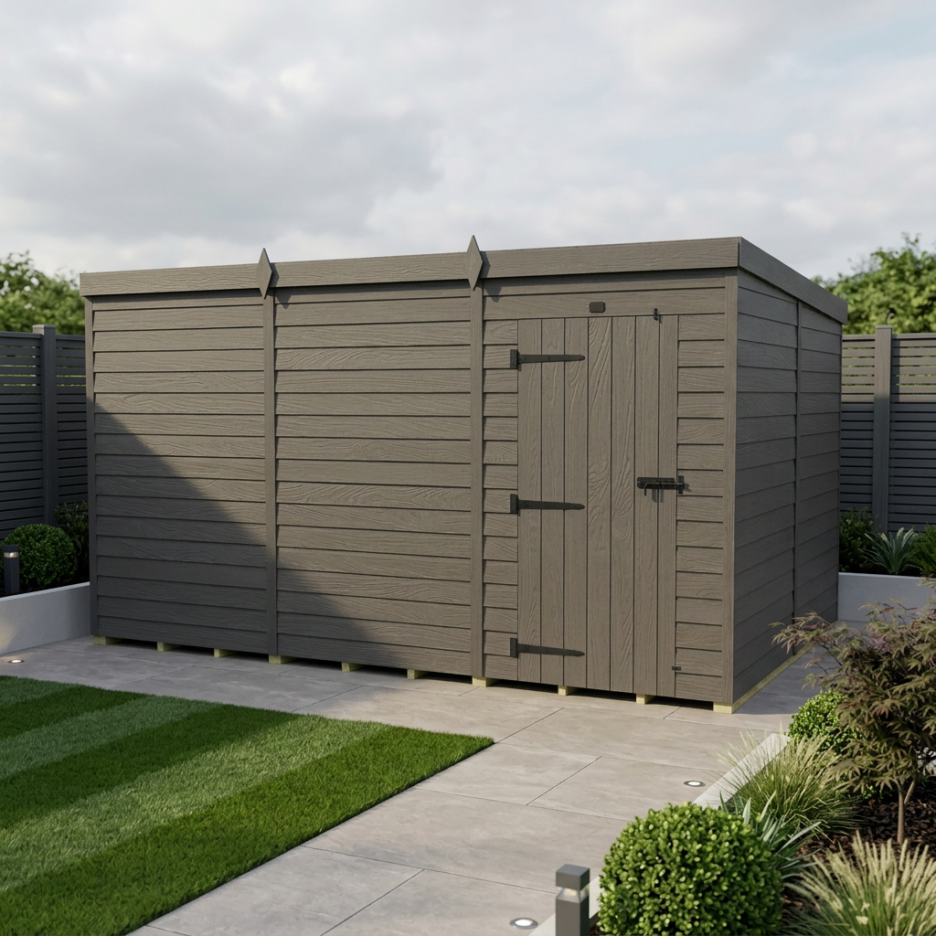 12x8 Pent Composite Shed (Single Door, No Windows)
