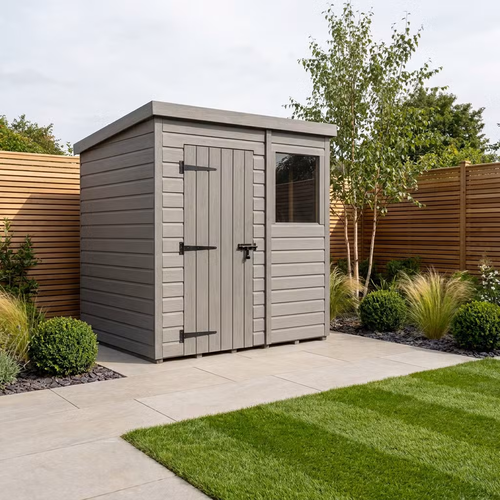 6x5 Pent Composite Shed (Single Door, With Windows)