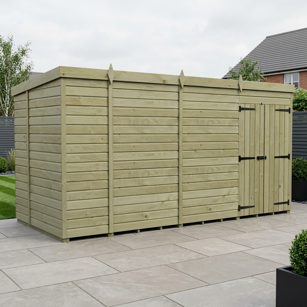 13 x 5 Pent Shed (Double Door, No Windows)