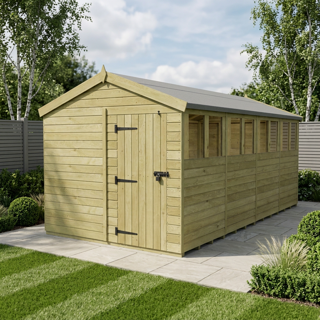 8 x 16 Apex Shed (Single Door, With Windows)