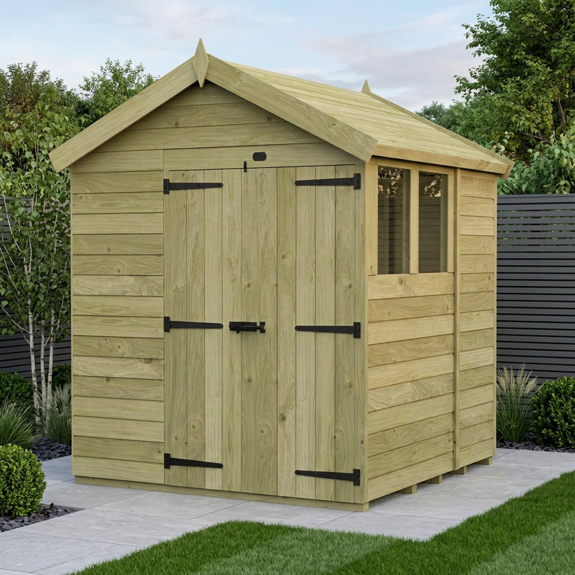 7 x 6 Apex Shed (Double Door, With Windows)