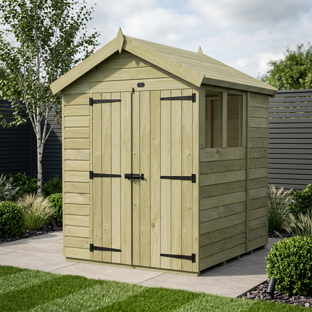 7 x 6 Apex Shed (Double Door, With Windows)