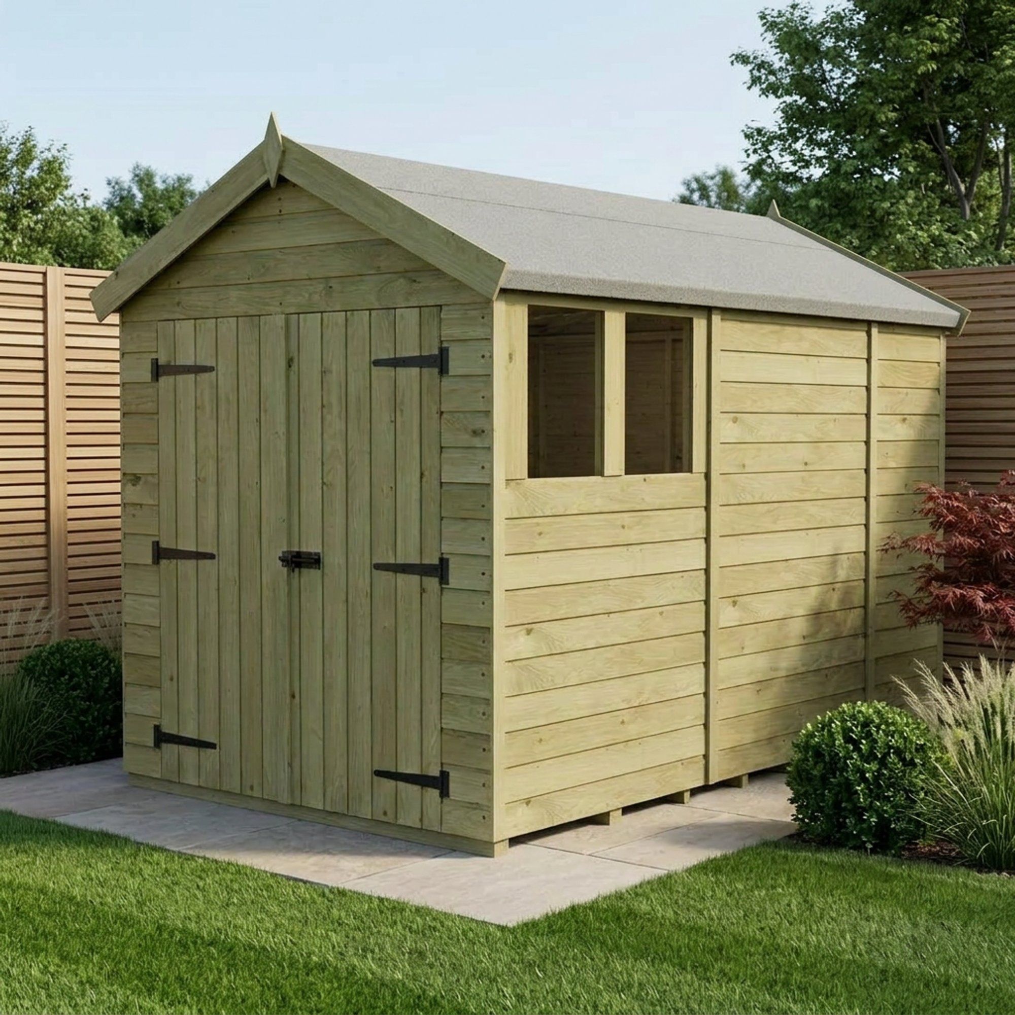 4 x 8 Apex Shed (Double Door, With Windows)