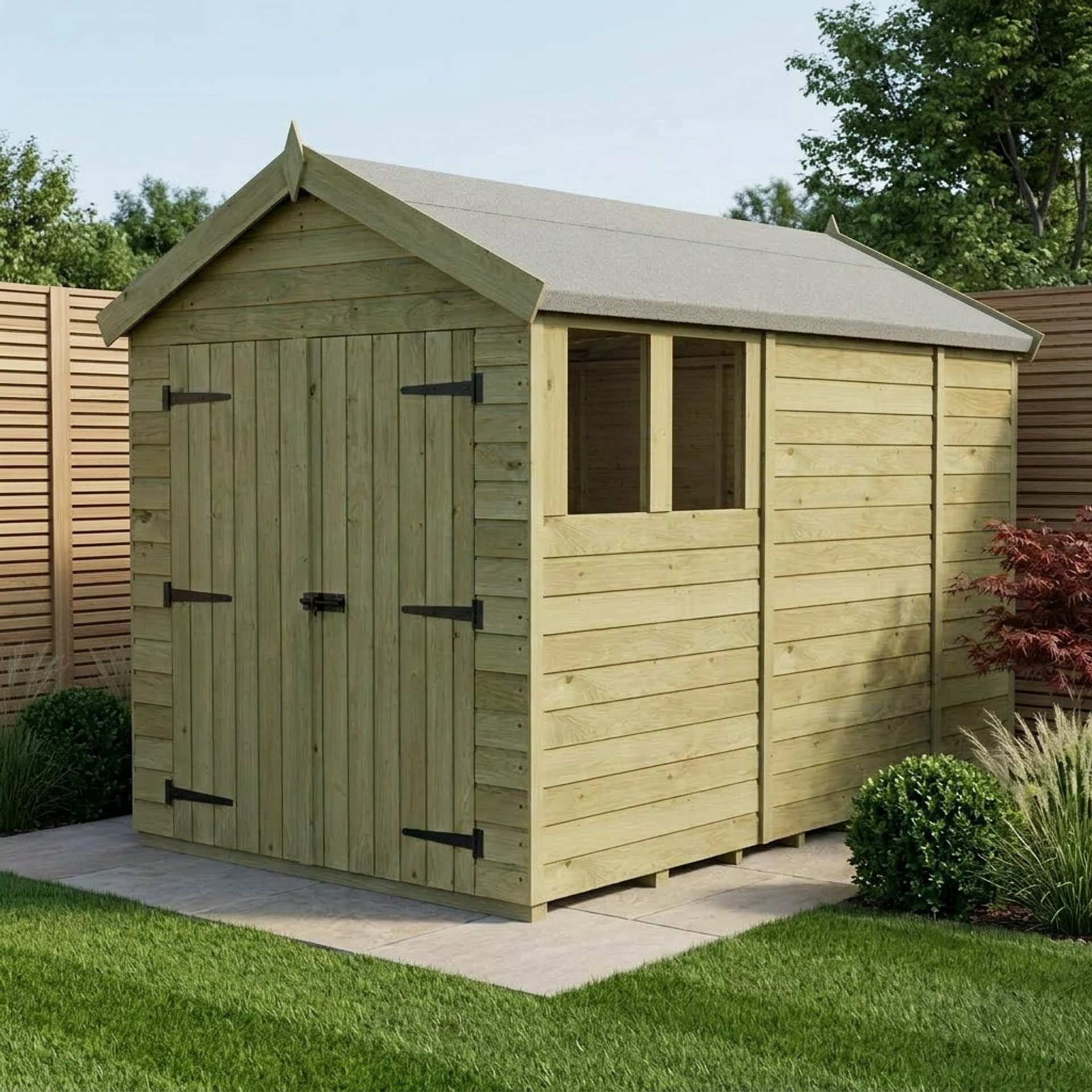 4 x 8 Apex Shed (Double Door, With Windows)