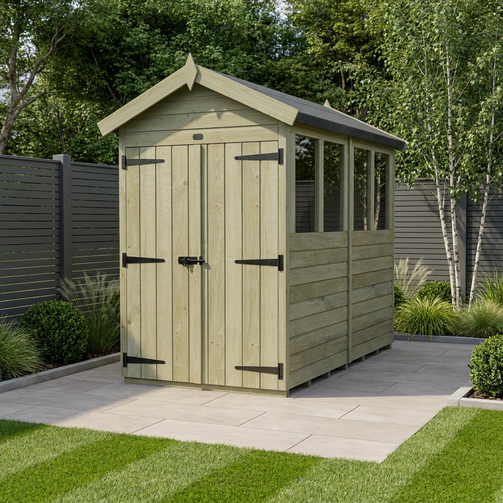 4 x 8 Apex Shed (Double Door, With Windows)