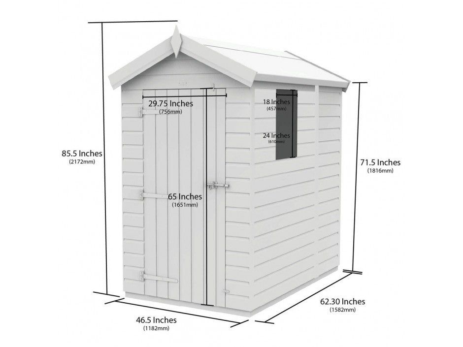 4 x 5 Apex Shed (Double Door, With Windows)