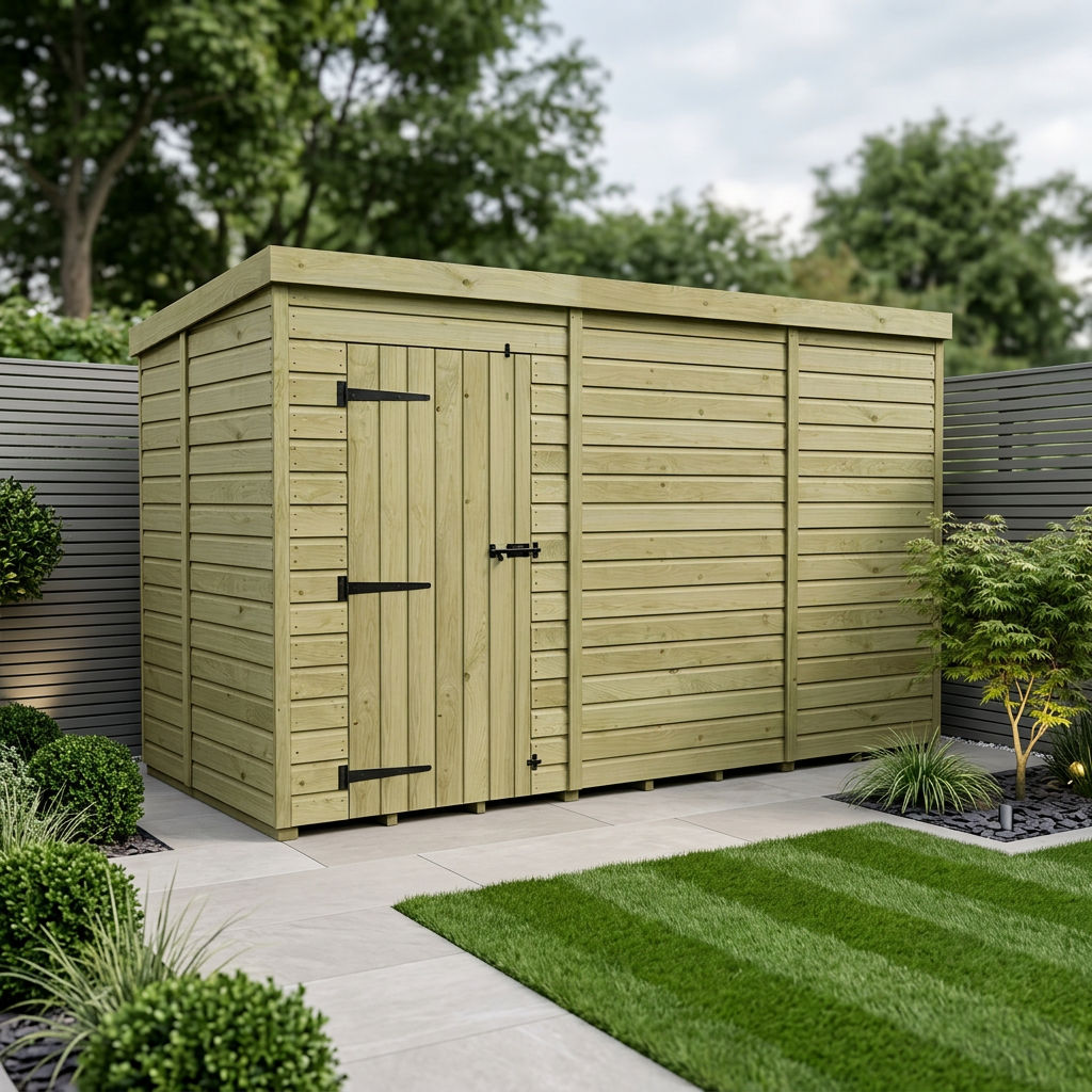 11 x 5 Pent Shed (Single Door, No Windows)