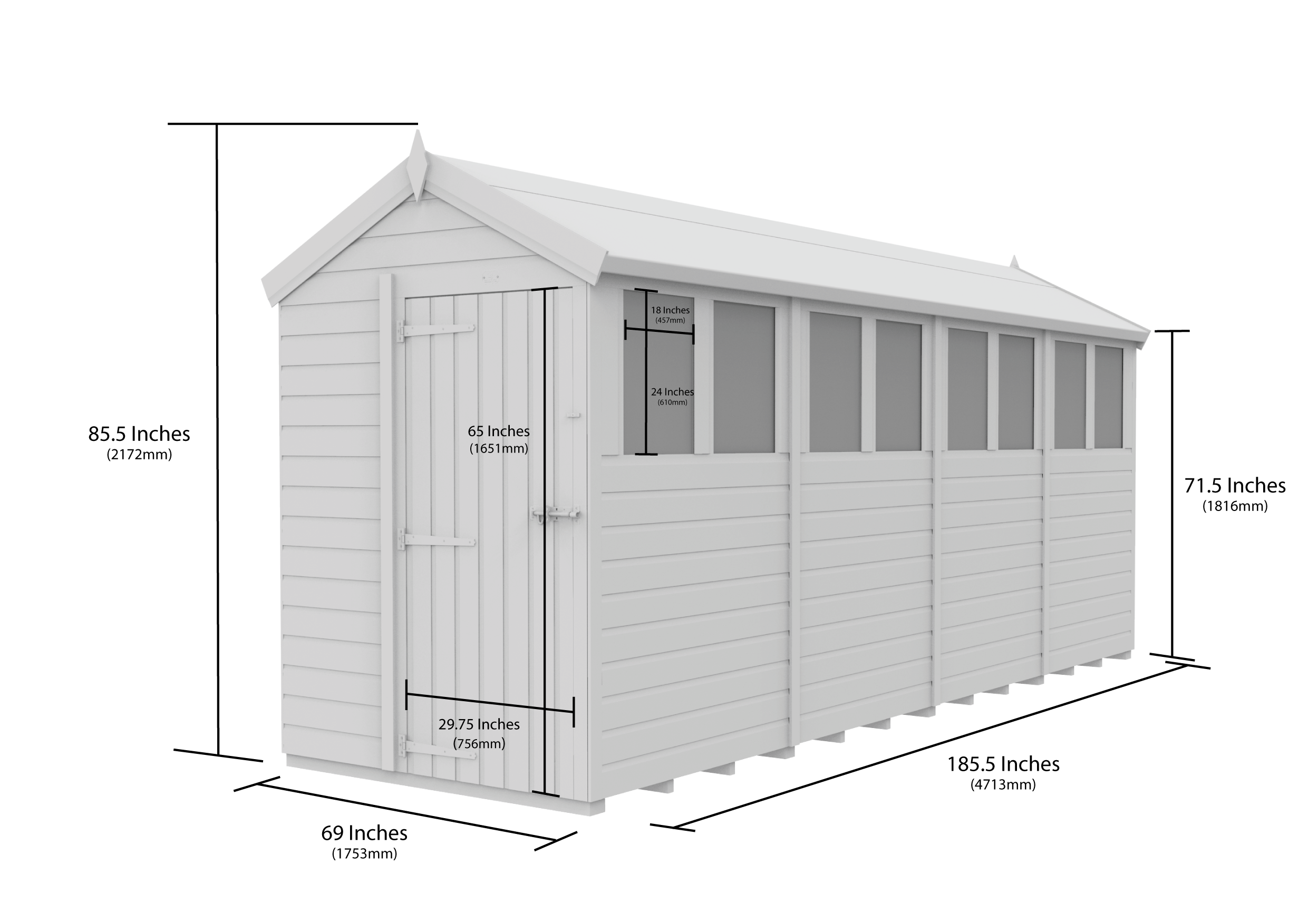 5 x 16 Apex Security Shed