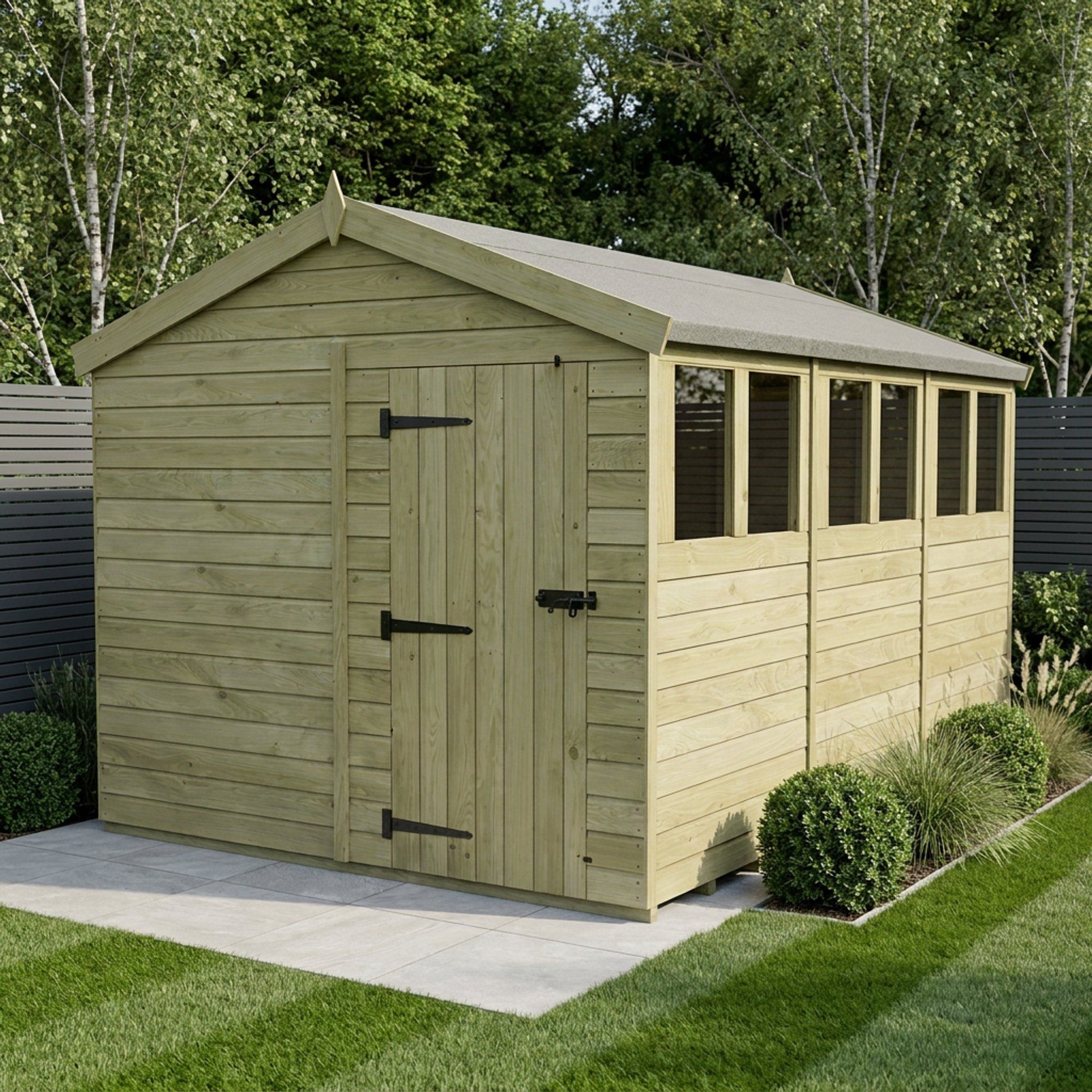 8 x 12 Apex Shed (Single Door, With Windows)