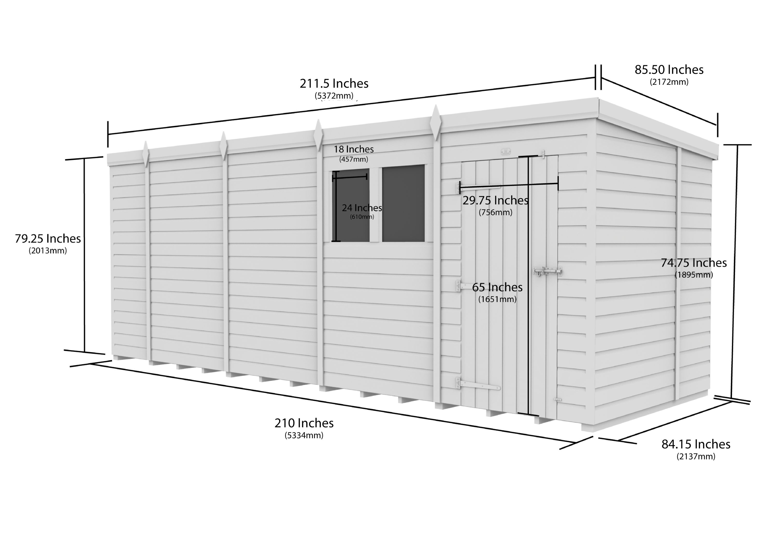 18 x 7 Security Pent Shed