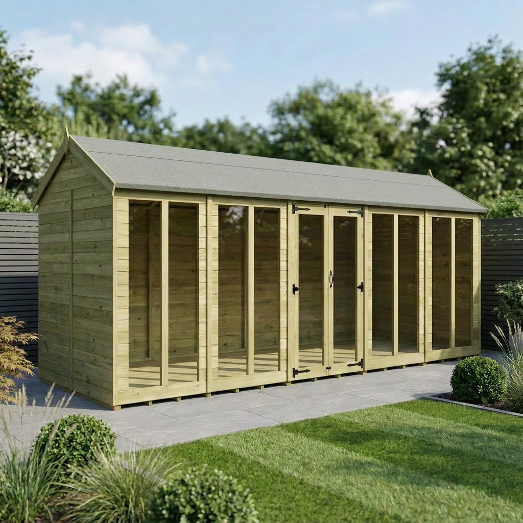 20 x 5 Apex Summer House (Full Height Window)