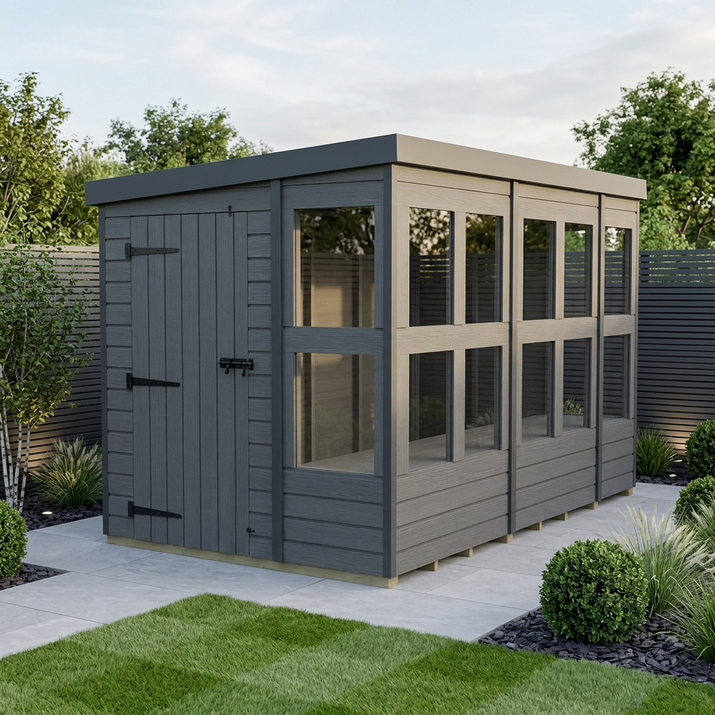 Composite pent potting sheds