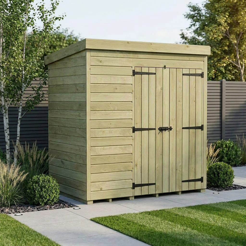 7 x 4 Pent Shed (Double Door, No Windows)