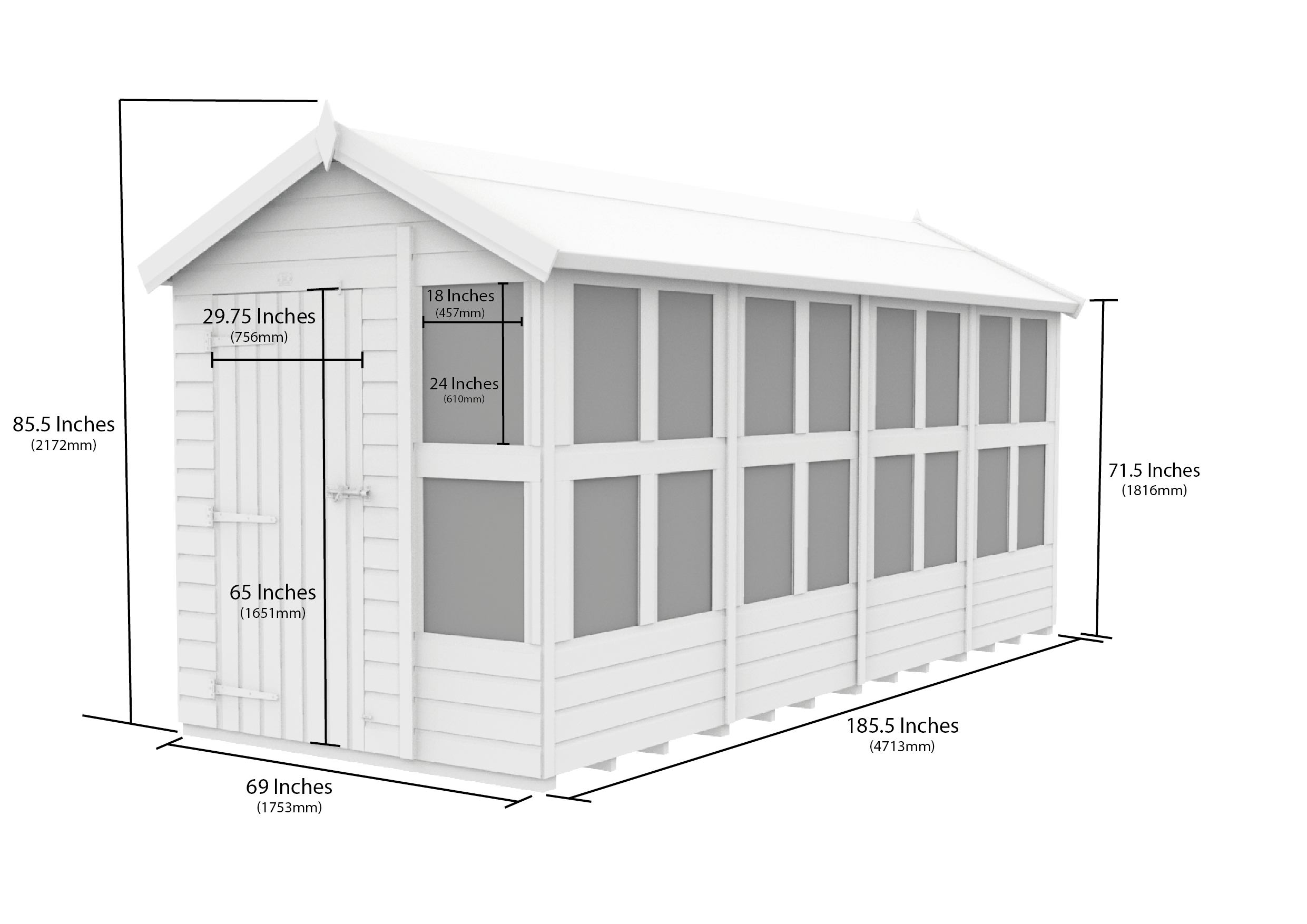 6 x 16 Apex Potting Shed