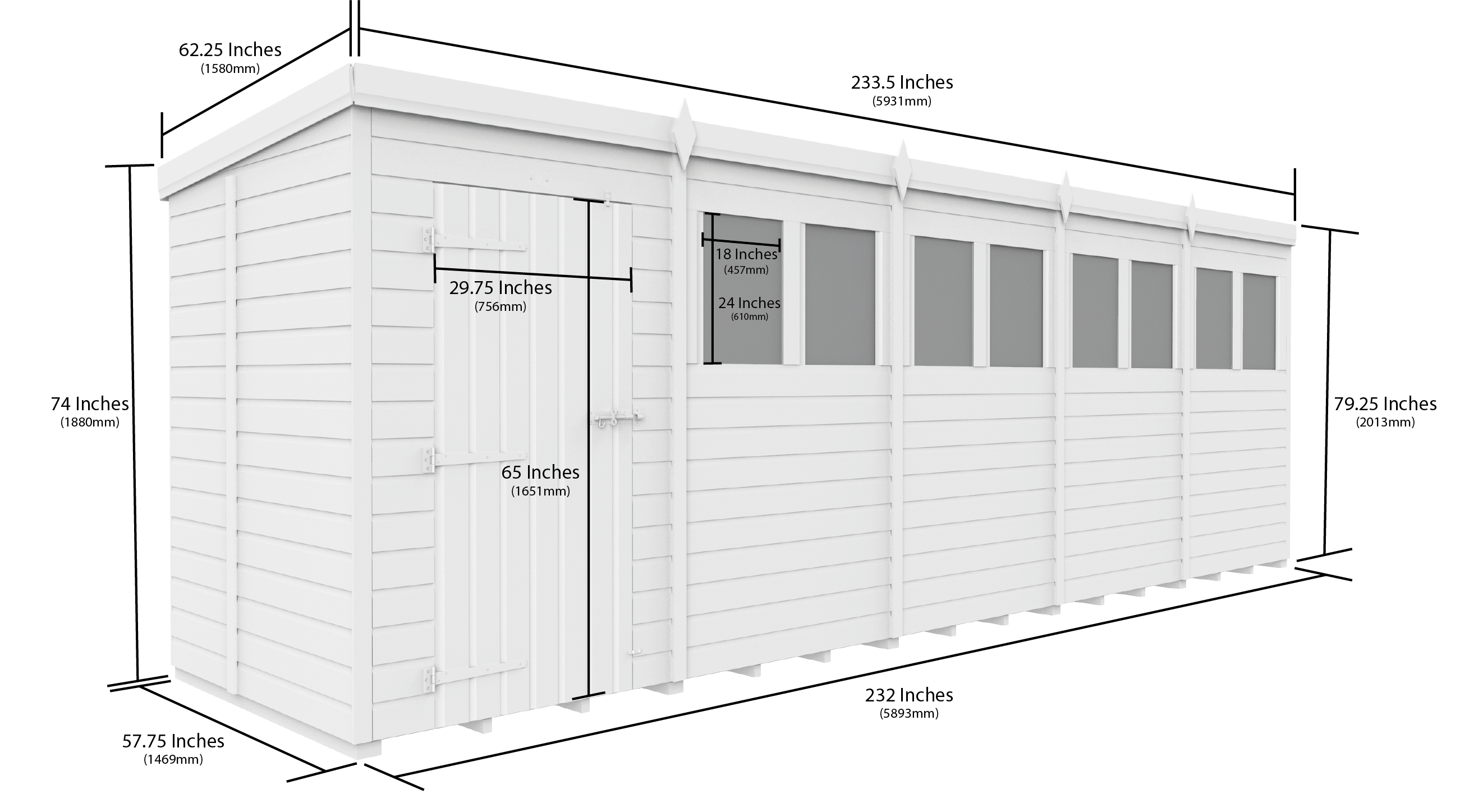 20 x 5 Security Pent Shed