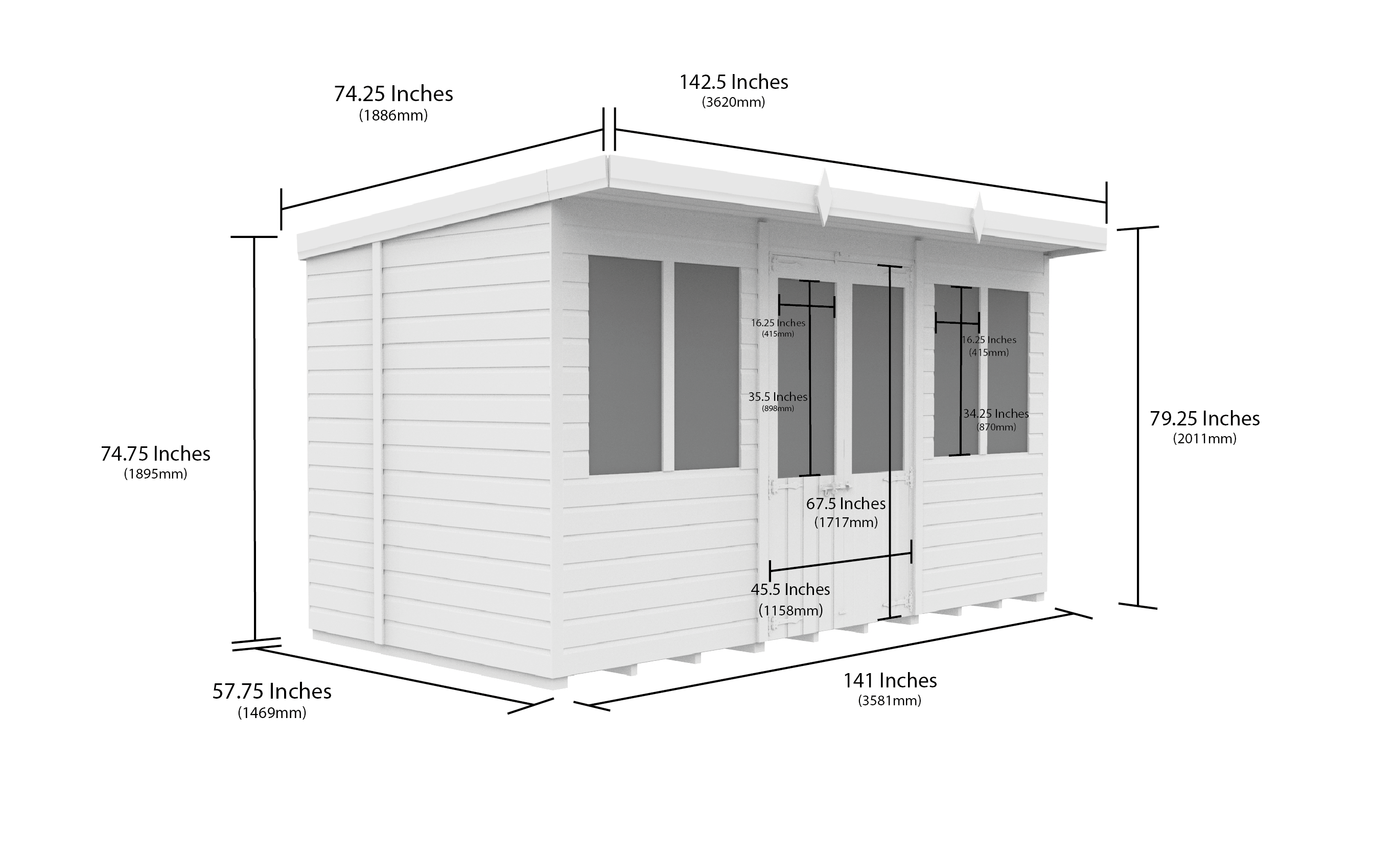 12 x 5 Pent Summer House