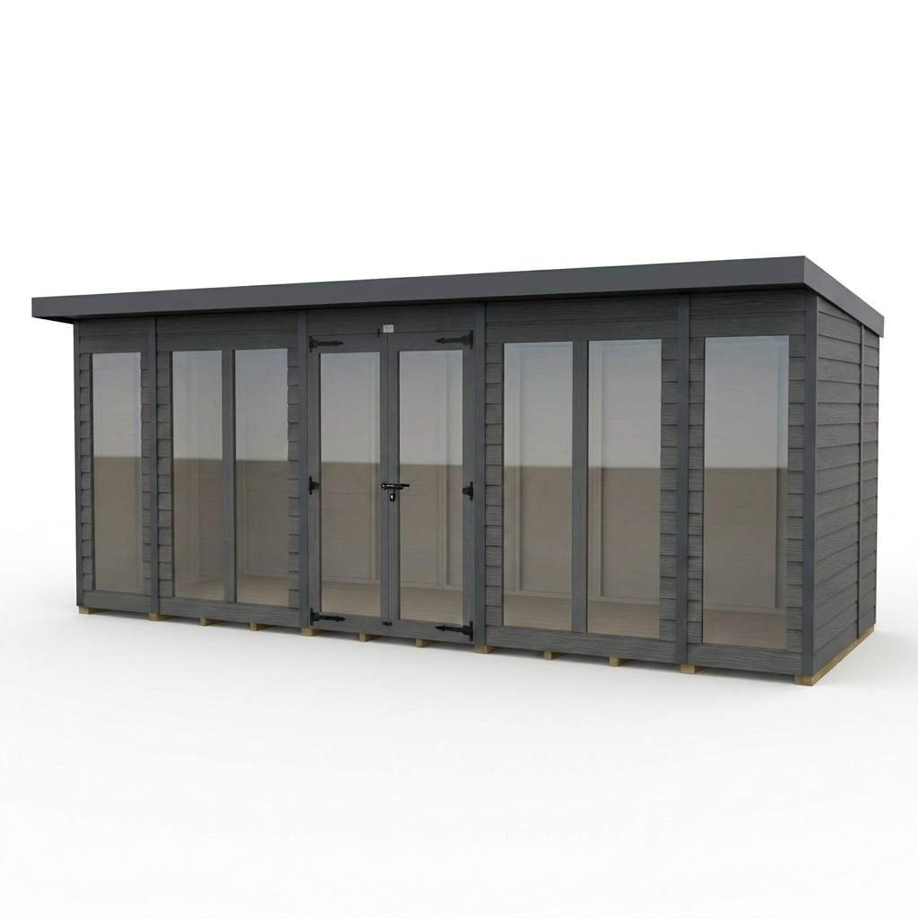 17x5 Composite Pent Full Height Summer House