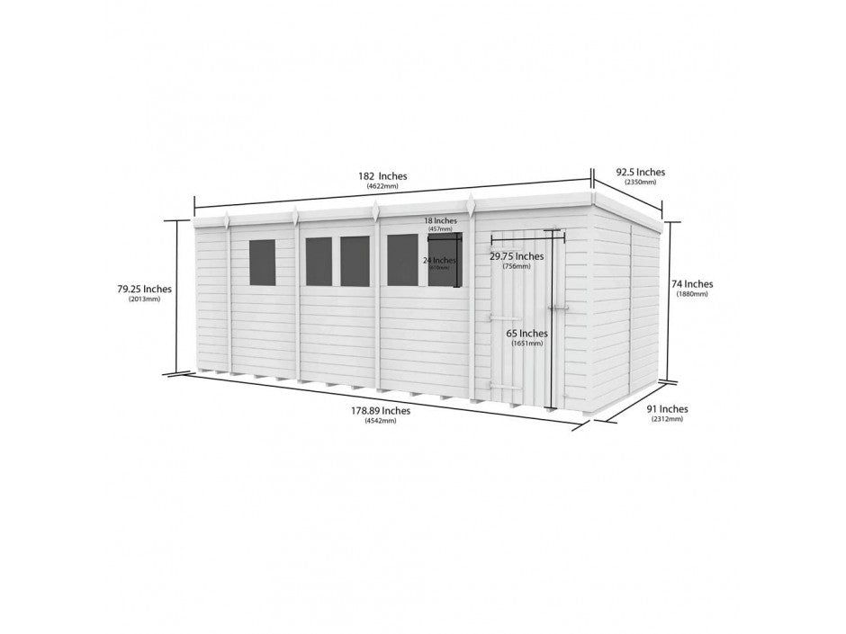 17x8 Pent Composite Shed (Single Door, No Windows)