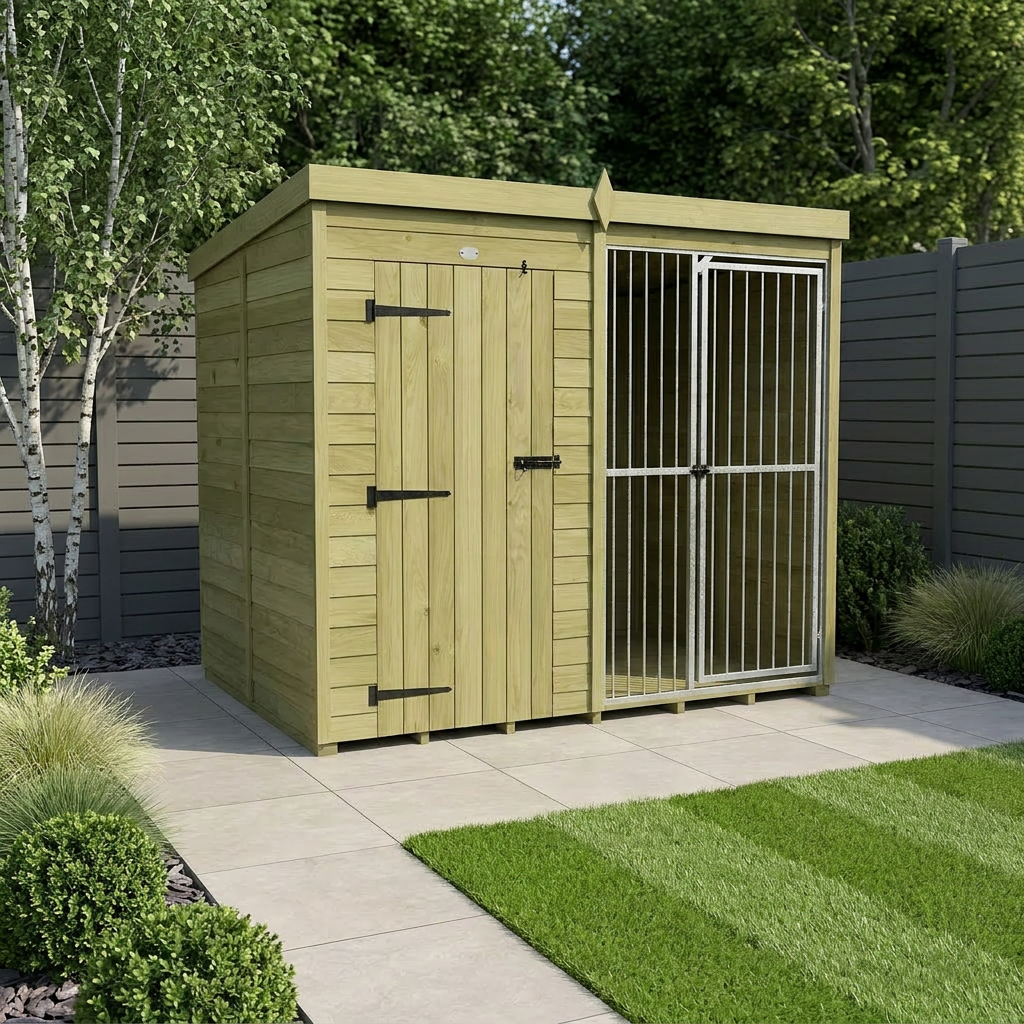 8 x 6 Dog Kennel And Run (Full Height With Bars)