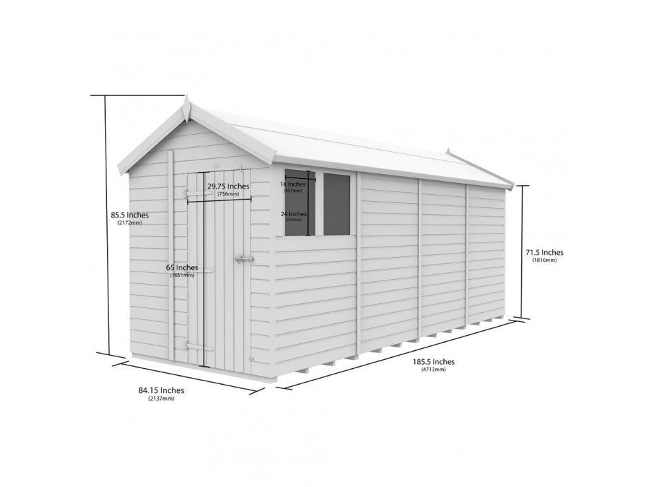 7 x 16 Apex Shed (Single Door, With Windows)