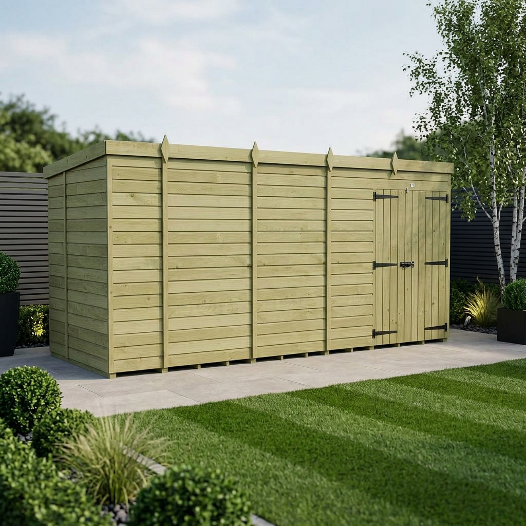19 x 5 Pent Shed (Double Door, No Windows)