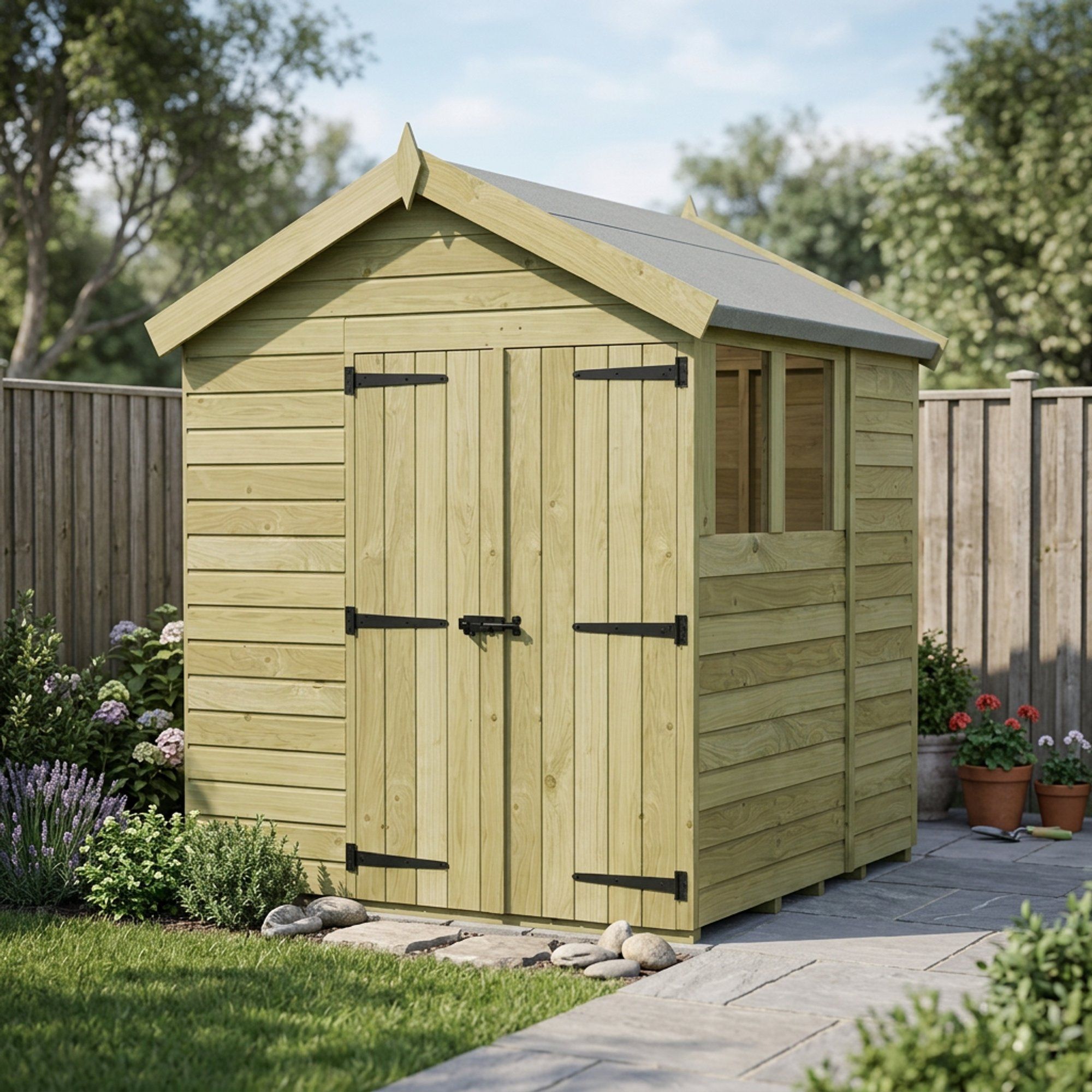 6 x 6 Apex Shed (Double Door, With Windows)