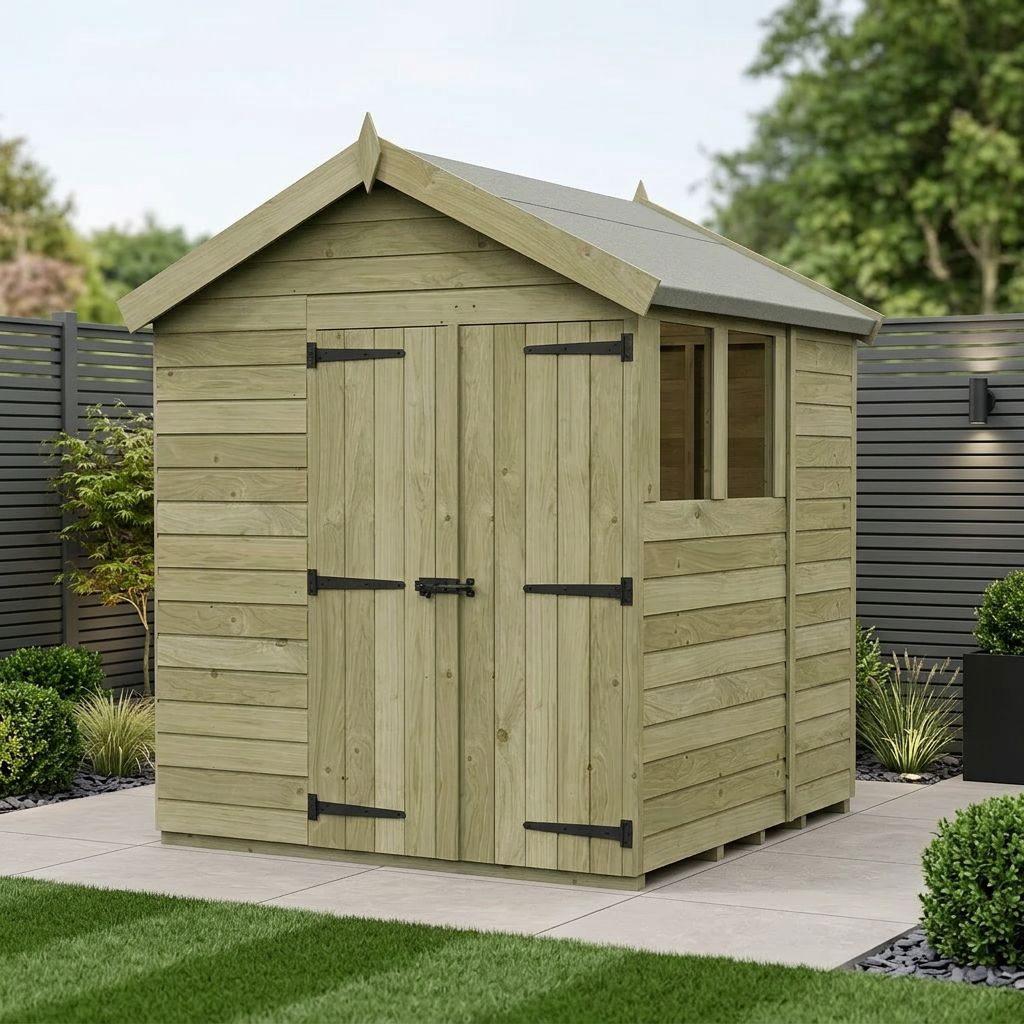 6 x 6 Apex Shed (Double Door, With Windows)