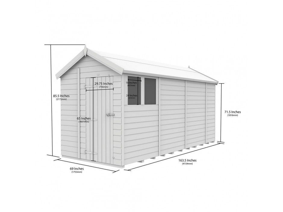 6 x 14 Apex Shed (Double Door, With Windows)