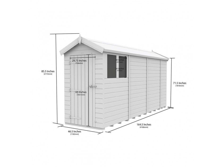 4 x 14 Apex Shed (Double Door, With Windows)