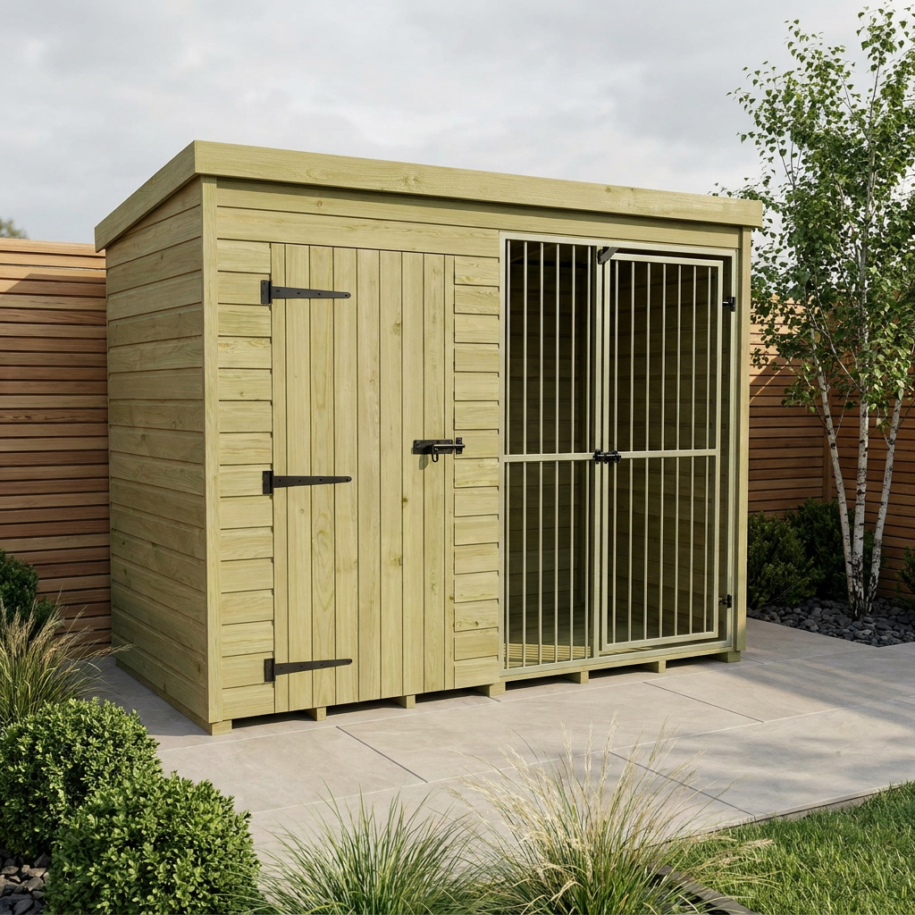 8 x 4 Dog Kennel And Run (Full Height With Bars)