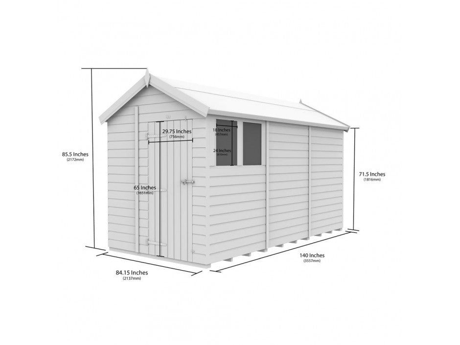 7 x 12 Apex Shed (Double Door, With Windows)