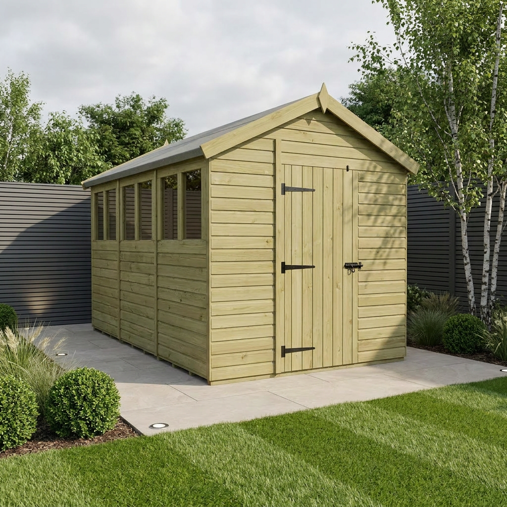 7 x 12 Apex Shed (Single Door, With Windows)