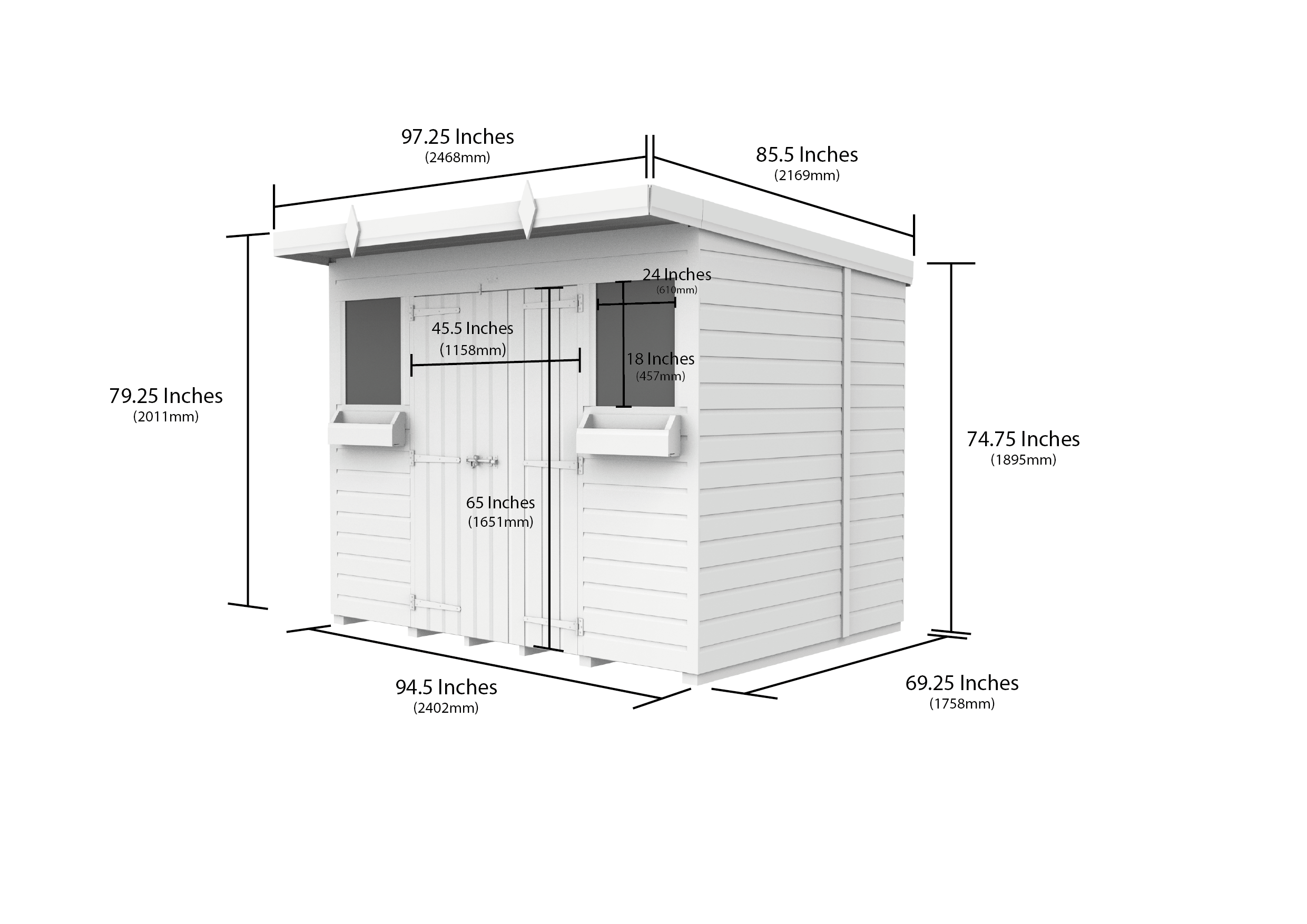 8 x 6 Pent Summer Shed