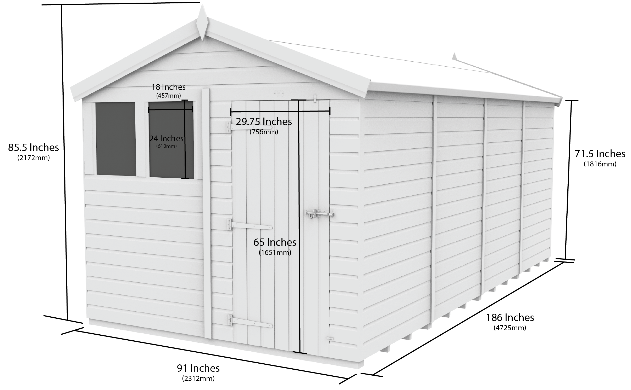 8 x 16  Apex Security Shed