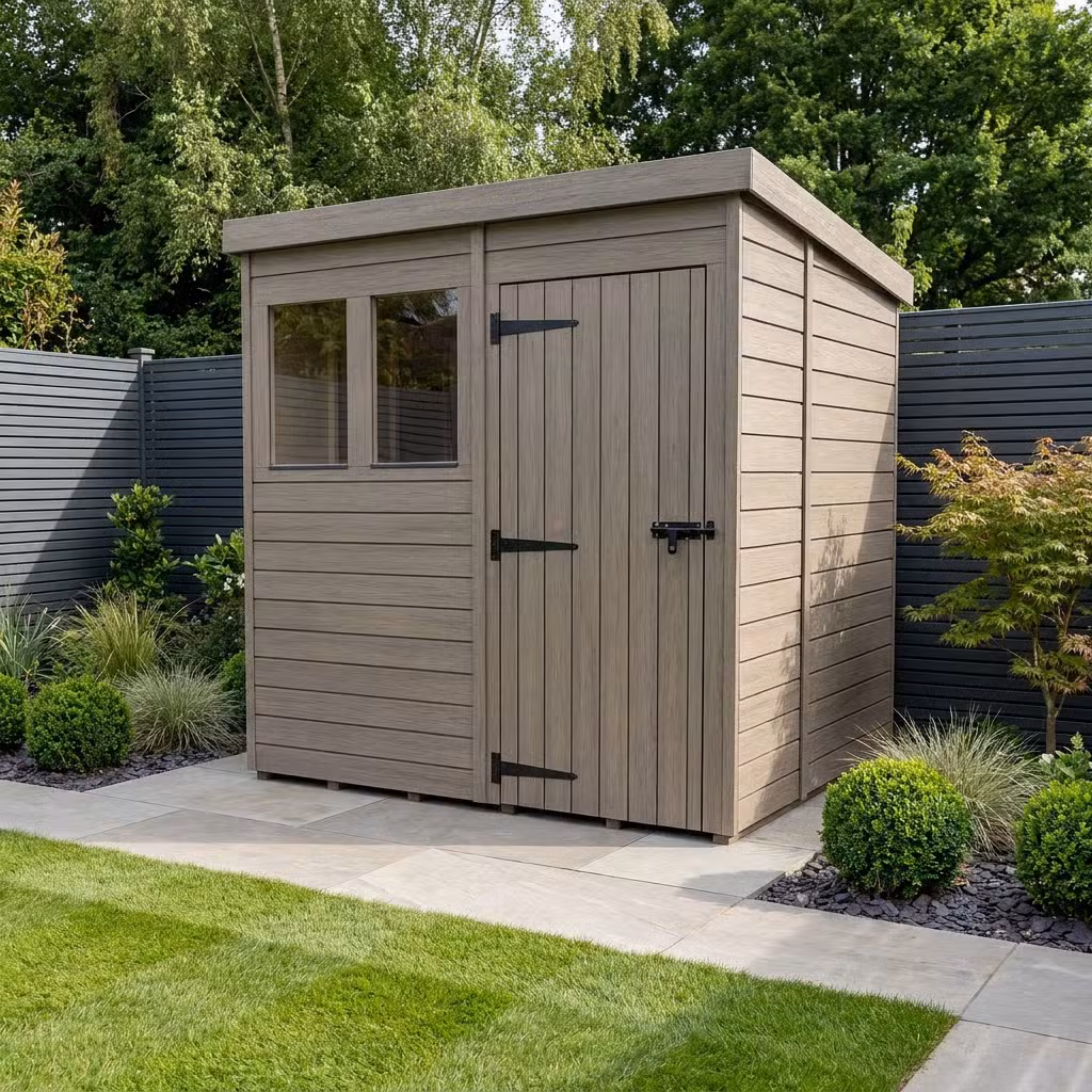 8x10 Pent Composite Shed (Single Door, With Windows)