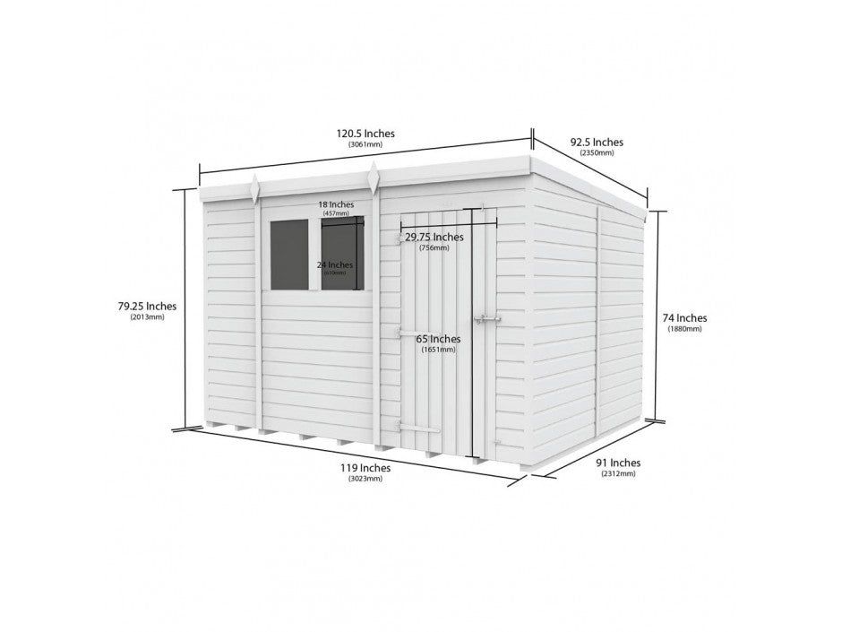 10x8 Pent Composite Shed (Single Door, No Windows)
