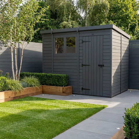 10x8 Pent Composite Shed (Single Door, With Windows)