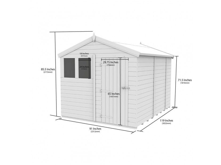 8 x 10 Apex Shed (Double Door, With Windows)