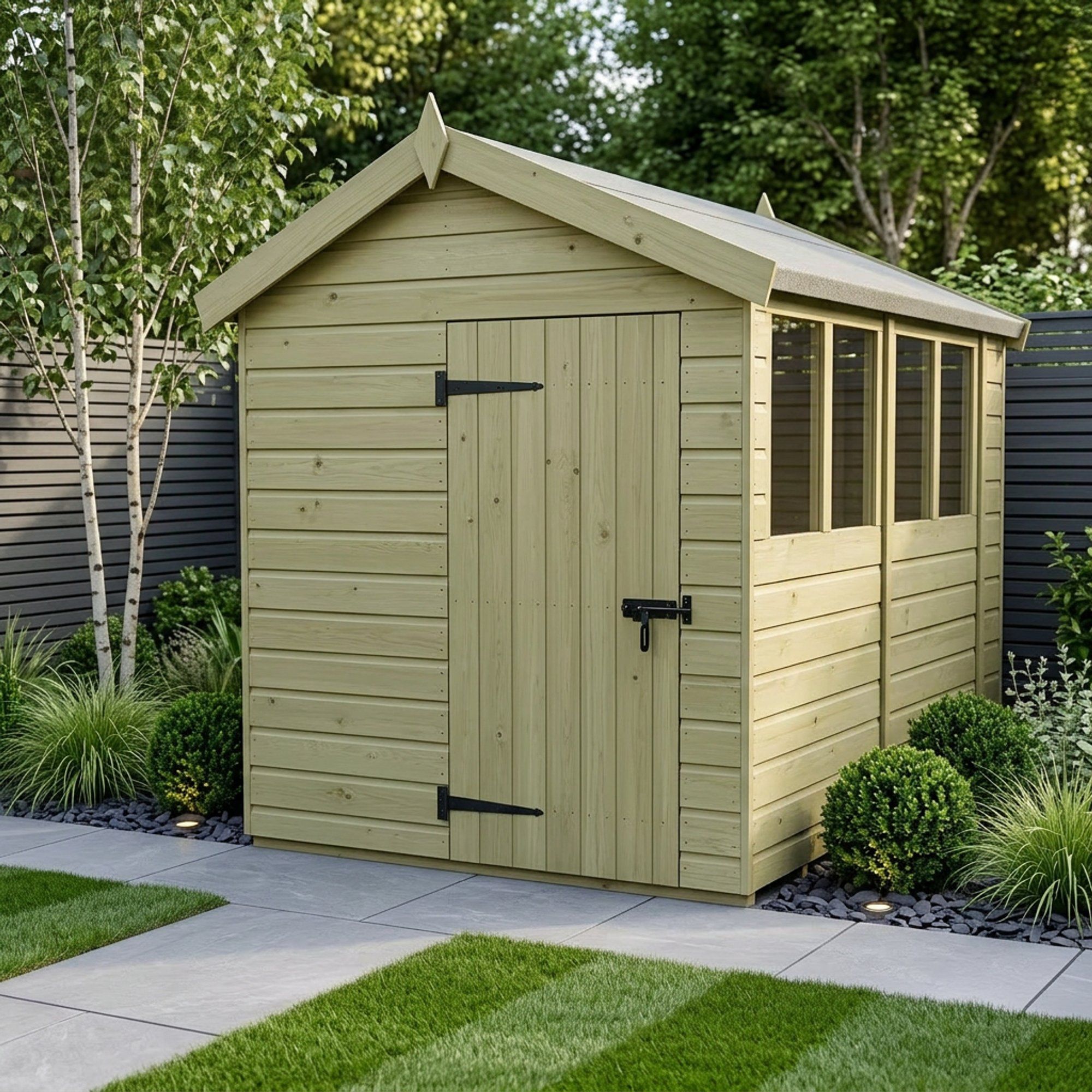 8 x 10 Apex Shed (Single Door, With Windows)