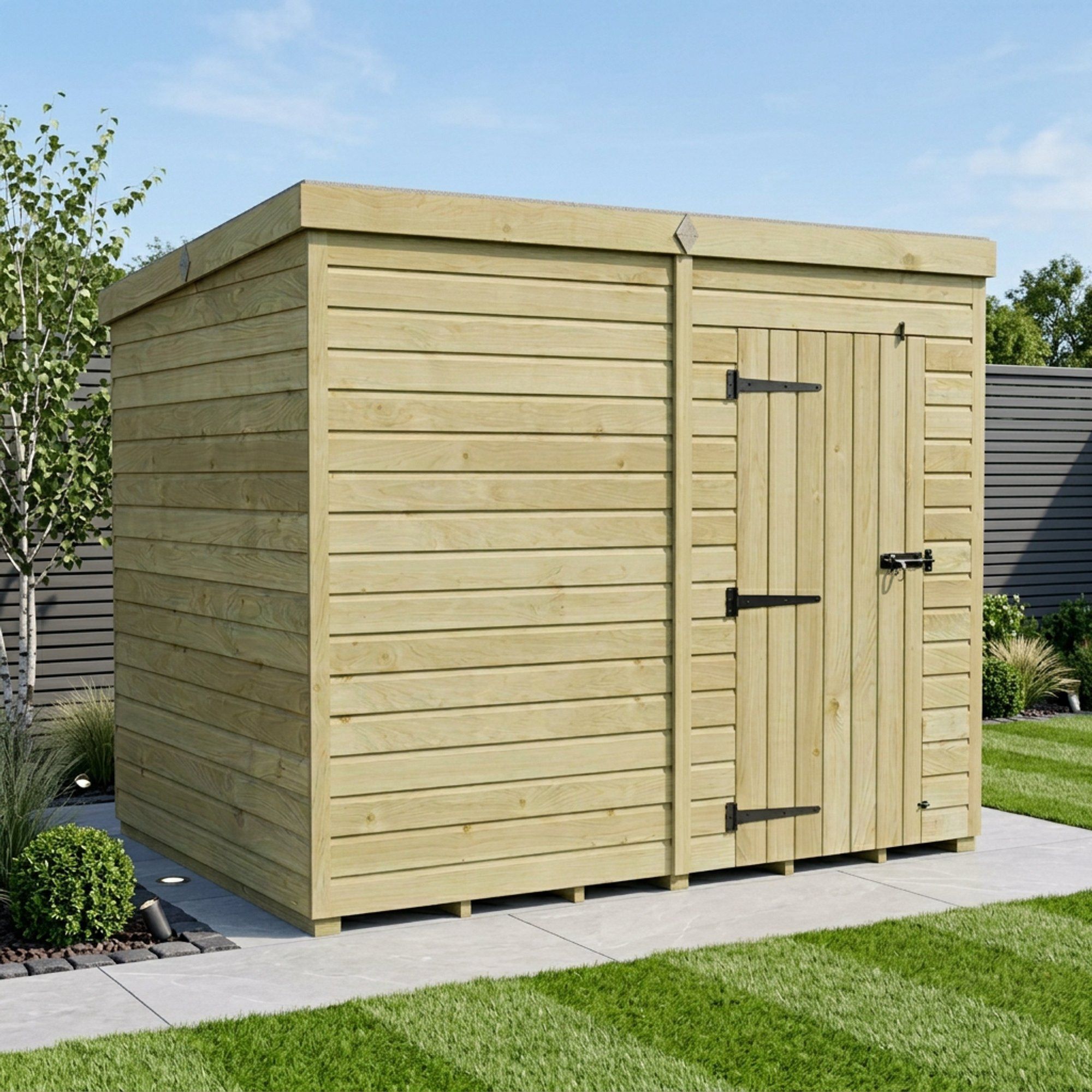 8 x 7 Pent Shed (Single Door, No Windows)