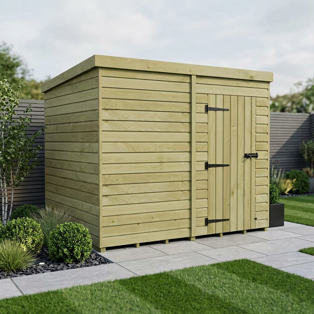 8 x 7 Pent Shed (Single Door, No Windows)