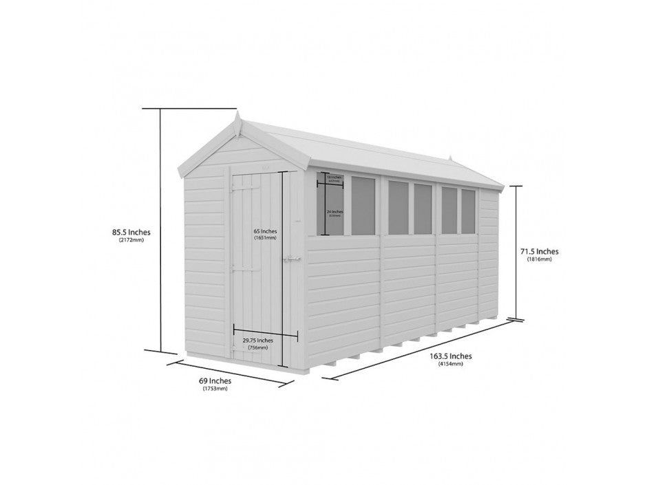 5 x 14 Apex Shed (Single Door, No Windows)